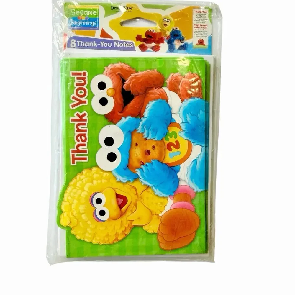Vintage Sesame Street Baby Party Thank You Cards with Envelopes Brand New